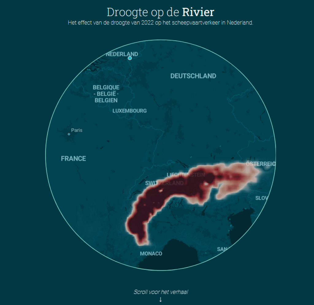 scrollymap droogte op de rivier