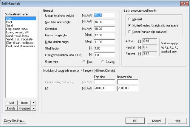Invoerscherm voor grondparameters