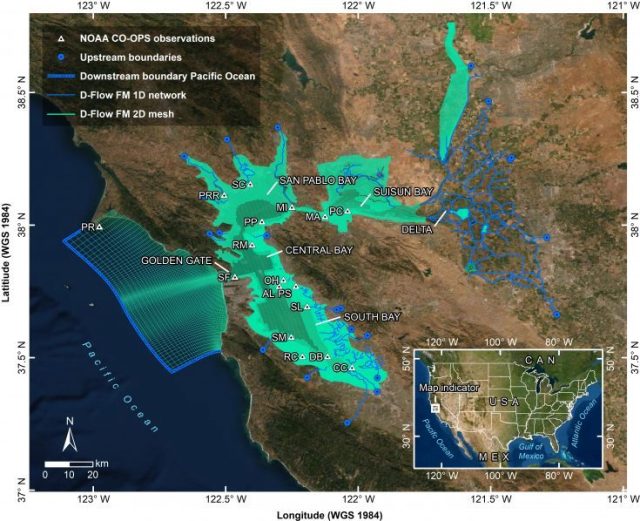 Impression of San Francisco Bay-Delta Delft3d FM model mesh