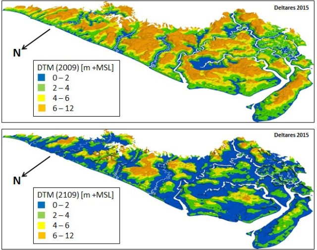 surface elevation model (DTM) Rajang Delta peatlands, Sarawak, Malaysia
